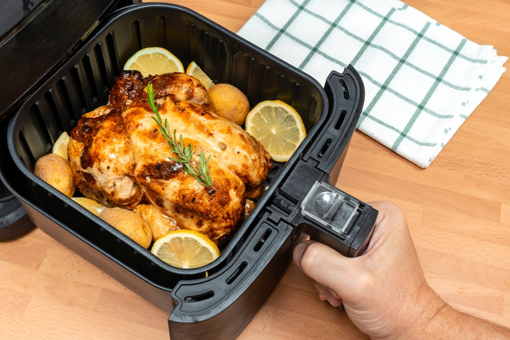 Clean air fryer with removable basket and pan