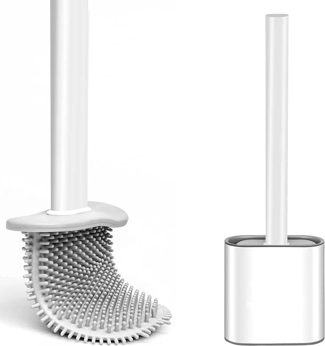 Wholesale 12-pack DuraClean® Toilet Brush Sets with premium silicone heads and fully enclosed white holders, available at DuraClean®