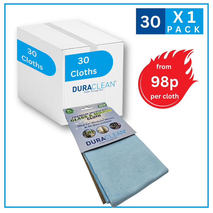 Glass Polishing Cloths – Blue – Lint-Free – 30 Pack – For Hotels & Commercial Window Cleaning