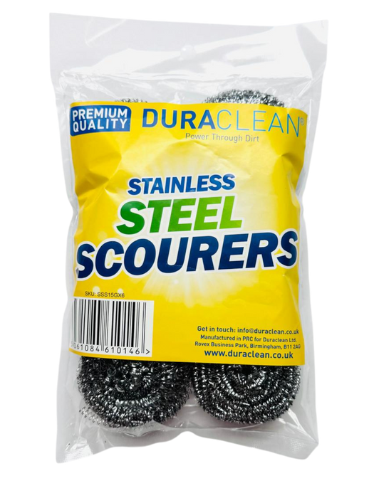 Stainless Steel Scourers – 6 Pack – Bulk Case of 50 – Heavy-Duty for Commercial Kitchens