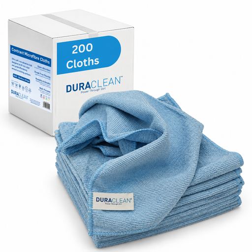DuraClean blue microfibre cloths, case of 20 packs of 10
