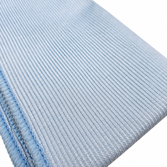 Close-up of blue glass polishing cloth texture