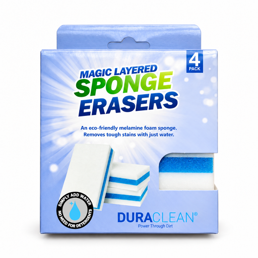 Layered melamine cleaning sponges