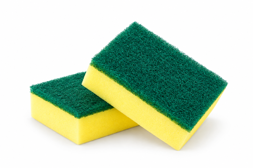 Yellow kitchen sponges close-up