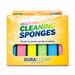 Pack of DuraClean multi-colored cleaning sponges on a white background