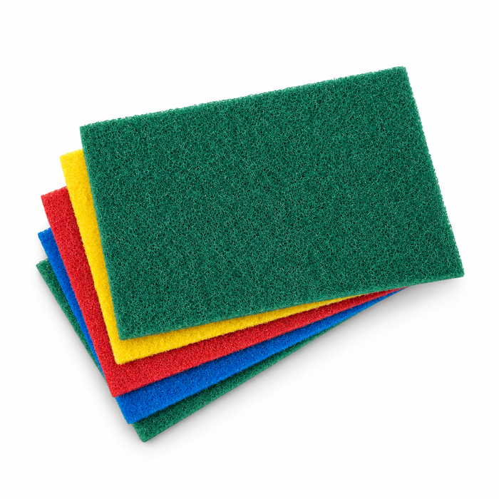 Heavy duty scouring pads shown close-up