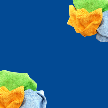 Mobile view banner image showcasing streak-free microfibre cloths for efficient and spotless cleaning.