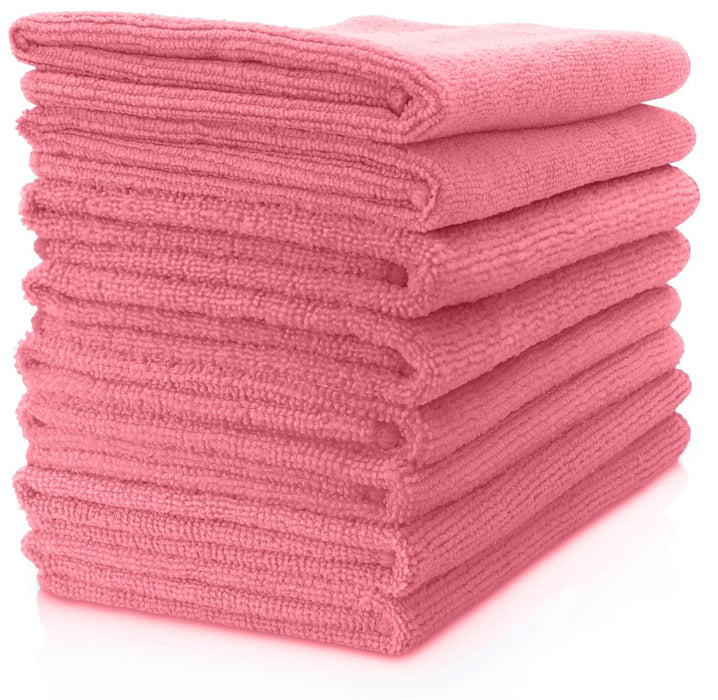 Wholesale 10 x 20 pack (200 units) DuraClean® Contract Microfibre Cloths, available in pink for hygienic organisation, available at DuraClean®